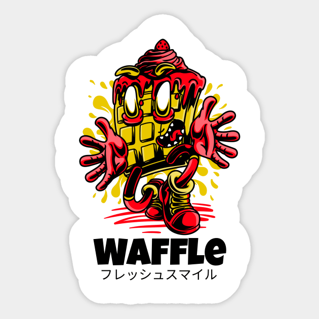 Waffle Strawberry Sauce Scary Sticker by BradleyHeal